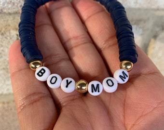 Boy-Mom bracelet,  Mom letter bead bracelet, personalized bracelet for her, Mother’s Day, birthday bracelet.