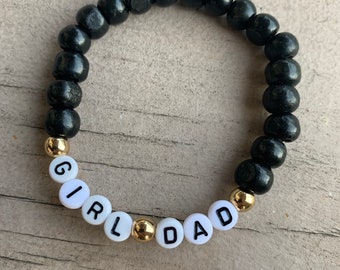 Girl-Dad bracelet,  Dad letter bead bracelet, personalized bracelet for him, Father’s Day bracelet, Black owned business.