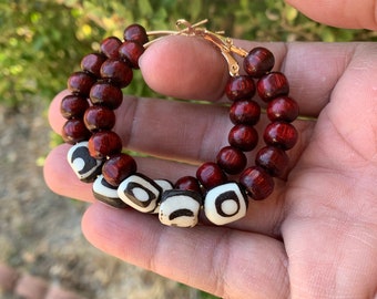 Ethnic Earrings for Women, Afrocentric Statement Hoop Earrings, Handmade gift for her, Black owned business.