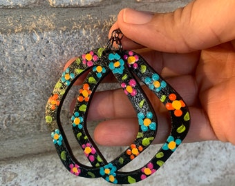 Floral Lightweight Earrings, Design #2, Handcrafted Ethnic Earrings, Fiesta Earrings, Black Owned Shop.