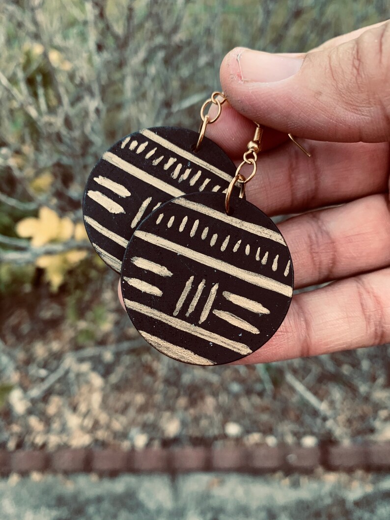 Mudcloth Design Earrings African Tribal Inspired Jewelry Etsy