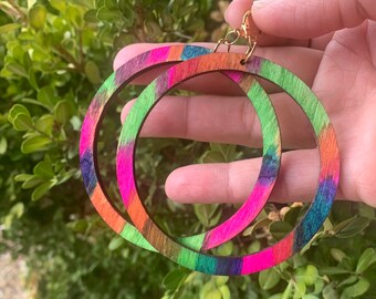 Big Hoop WoodenEarrings, Ethnic Jewelry for Women, Afrocentric and Handmade.