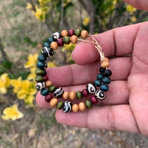 African print bead hoop earrings handcrafted hoop earrings stylish lightweight everyday earrings