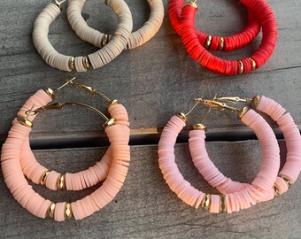 Hoop earrings (4Pair) Bundle, Solid Color Hoop Statement Earrings!