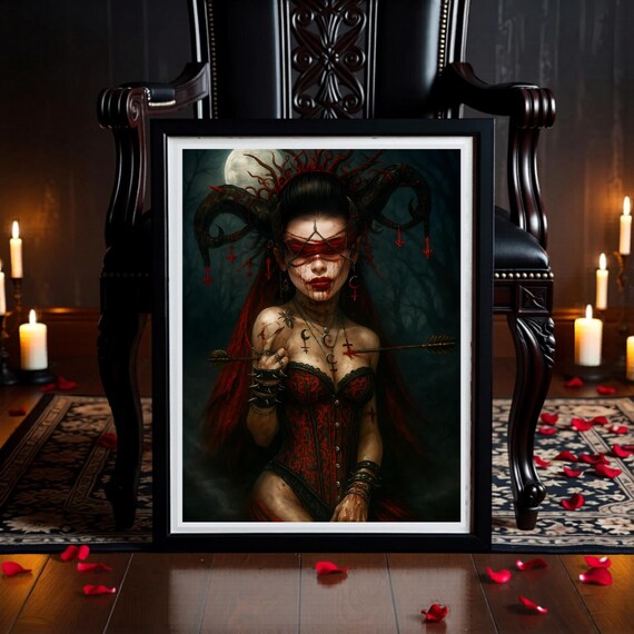 Gothic Priestess Wall Art Printable, Dark Feminine Decor, Witchy Academia Gothic  Bedroom Print,