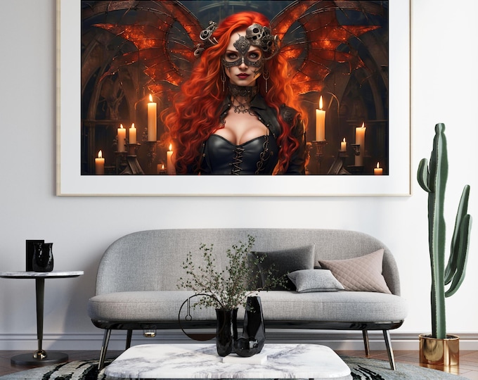 Masked Skull Fire Nymph: Gothic Steampunk Fantasy (Digital Download)