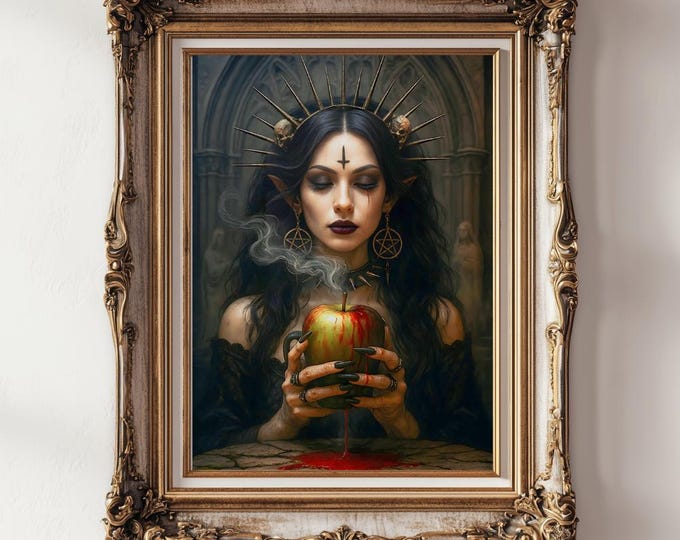 Bleeding Poisoned Apple Print - Gothic Witchcraft Wall Art