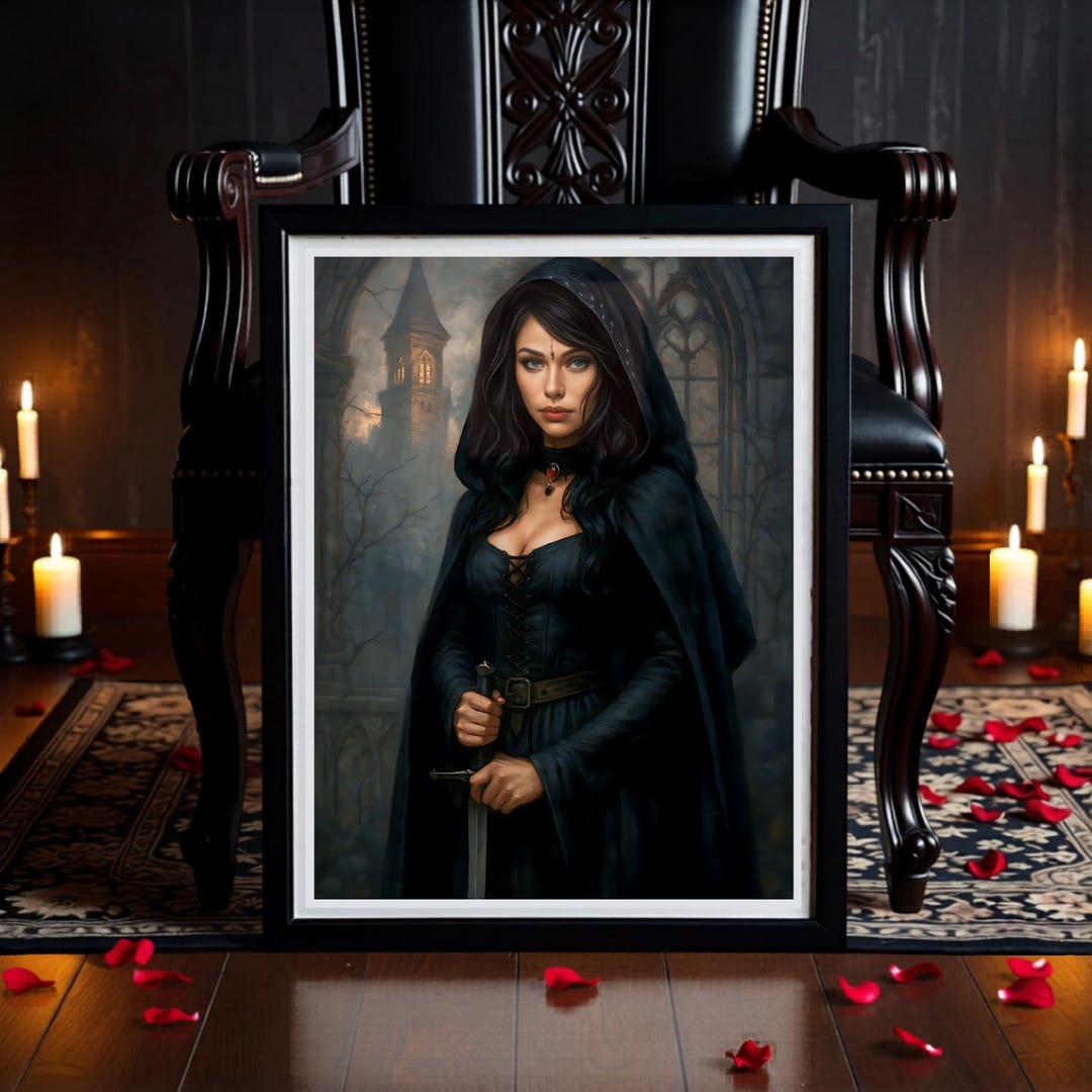 Dark Fantasy Medieval Queen Wall Art Printable, Gothic Regal Warrior ...