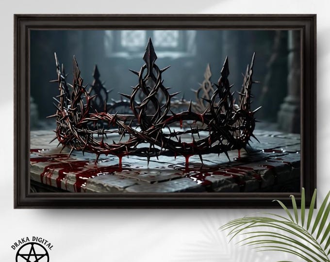 Dark Fantasy Crown Print: Thorn and Iron Bleeding Design - Gothic Art