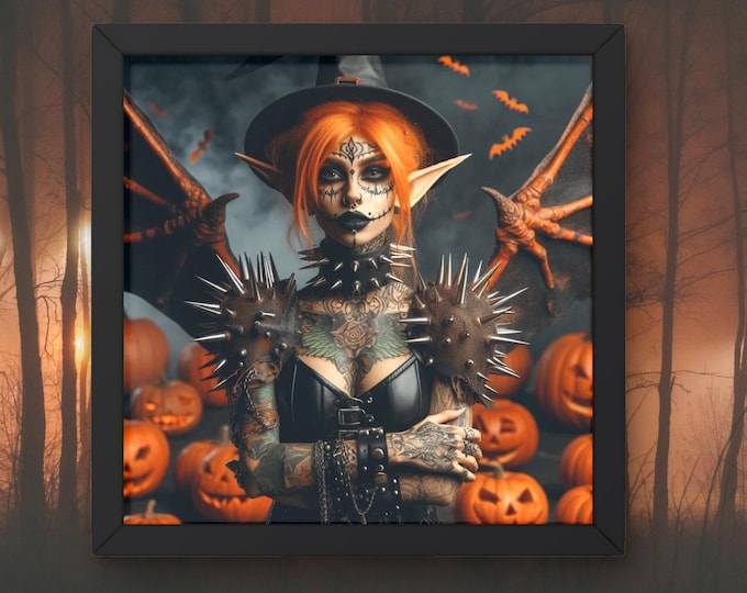 Halloween Gothic Elf Fantasy Witch Wall Art; Named 'Pumpkin Pie' (Digital Download)