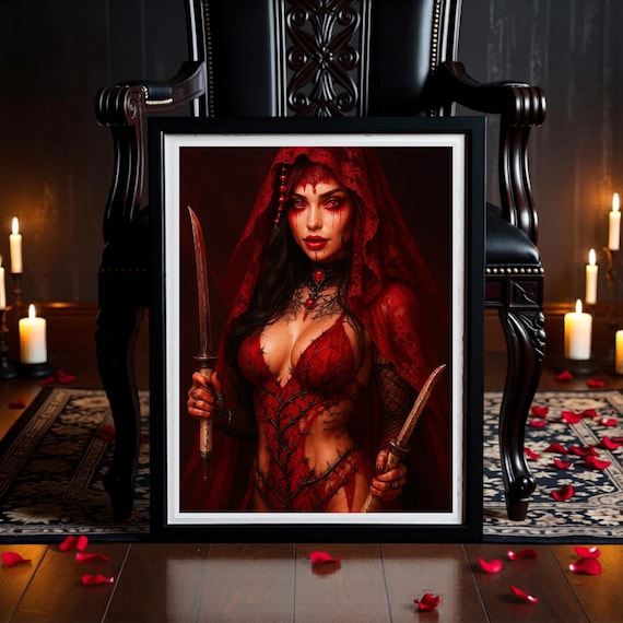 Gothic Warrior Wall Art Printable - Dark Fantasy Sword Fighter Print – Digital Download