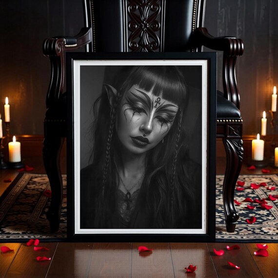 Gothic Elf Portrait Art: Dark Fantasy Ankhshade Oracle