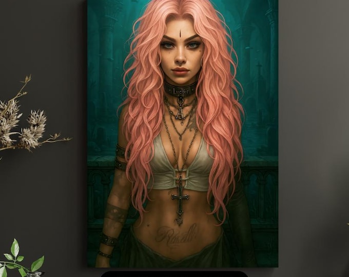 Rheall of the Abyss Print - Gothic Pink-Haired Witch Underwater