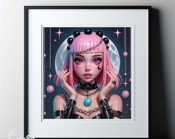 Moon Princess Printable Art: Gothic Pink Fantasy (Kids' Room Decor)