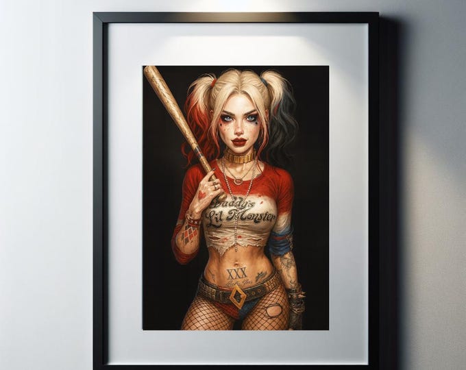 Harley Quinn Print: Gothic Comic Villain Art (Digital Download)