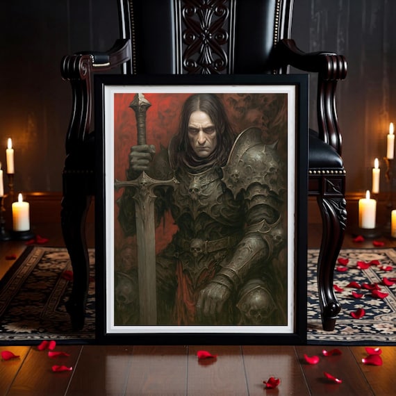 Gothic Skull Knight Wall Art – Dark Fantasy Warrior Print – Grimdark Digital Download