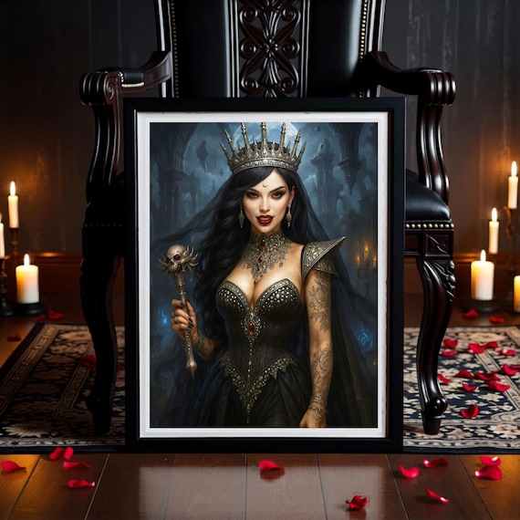 Regal Gothic Queen Print: Dark Fantasy Art (Digital Download)