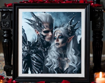 Gothic Fantasy Couple Art: Death Knight and Fae Queen