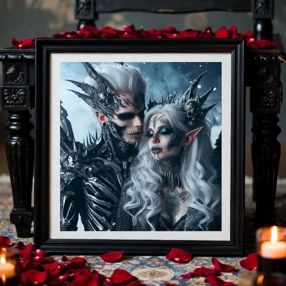 Gothic Fantasy Couple Art: Death Knight and Fae Queen
