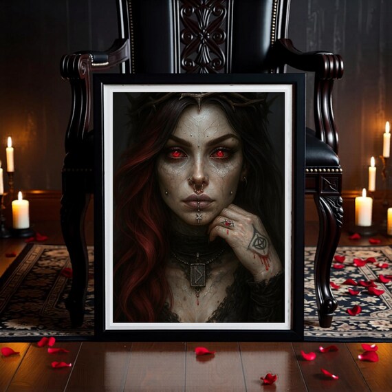 Witch Wall Art Printable, Dark Witch Decor, Gothic Woman Print, Fantasy Witchcore Digital Download