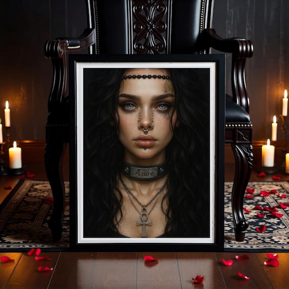 Dark Fantasy Witchy Portrait – Gothic Spiritual Art Printable –  Dark Ethereal Woman Print - Digital Download