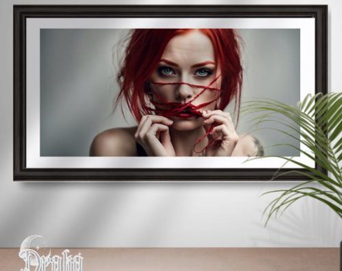 Printable Portrait Art: Red Haired Woman - Surreal Emotional Design