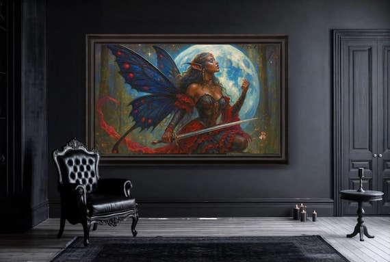 Moonforged Vow Fairy Warrior Print - Enchanted Moonlight Scene