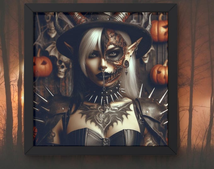Halloween Gothic Elven Witch Named 'Diejehl' | Mythic Fantasy Printable Wall Art | Digital Download