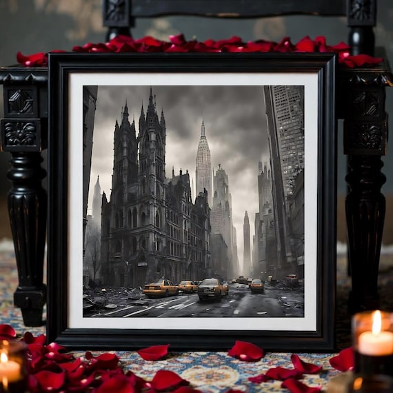 Abandoned Yellow Taxi Printable Art: Dystopian New York City Print - Post-apocalyptic Decor (Digital Download)