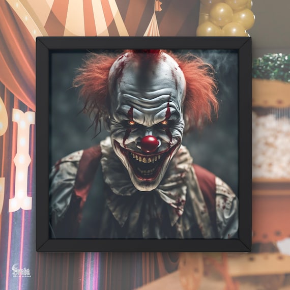 Evil Grinning Clown Printable Horror Artwork - Dark Creepy Circus Portrait (Digital Download)
