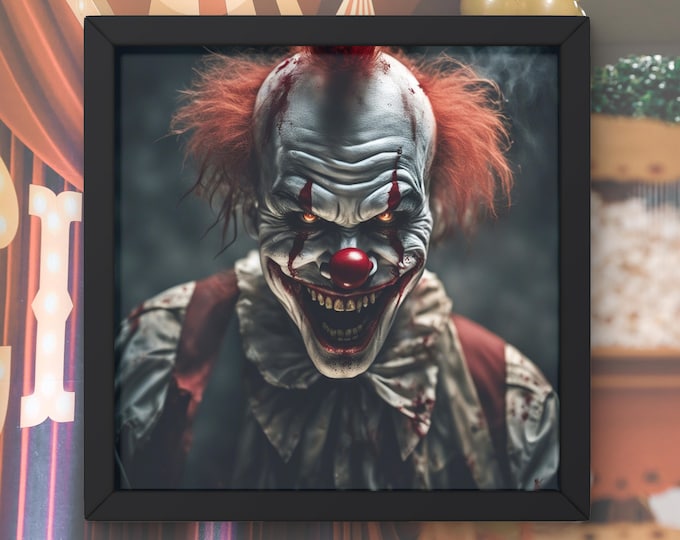 Evil Grinning Clown Printable Horror Artwork - Dark Creepy Circus Portrait (Digital Download)