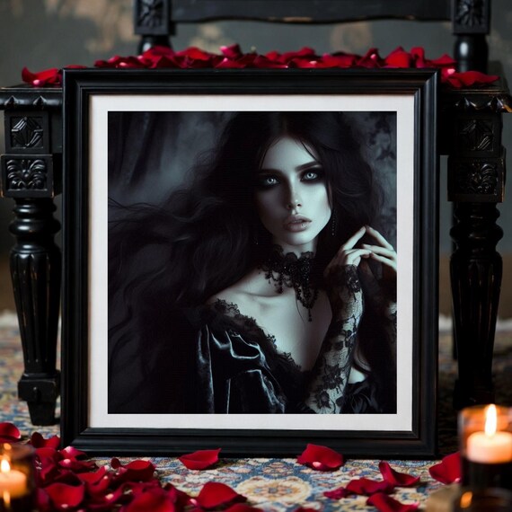 Digital Gothic Portrait: Victorian Lace and Velvet - Dark Fantasy Art