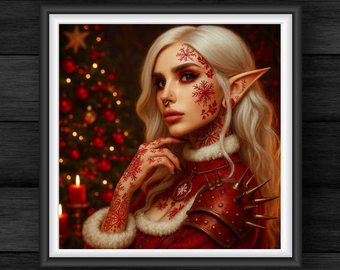 Frostmarked Valkyrie Print: Gothic Christmas Elf (Digital Download)
