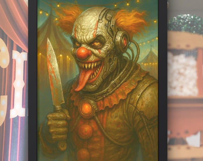Horror Clown Poster: Cyberpunk Circus Art (Instant Download)