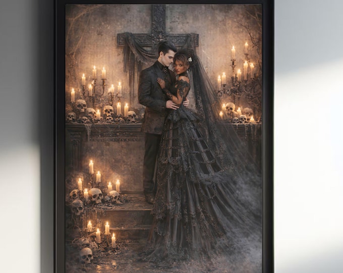 Gothic Wedding Wall Art: Dark Romantic Couple (Digital Download)
