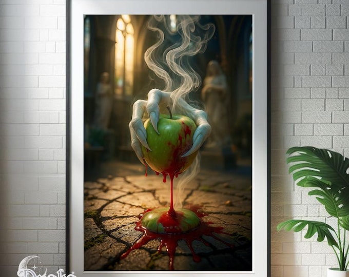 Forbidden Offering Art: Dark Fantasy Apple - Ghostly, Gothic Style