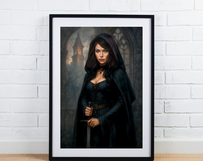 Gothic Fantasy Sword Art, Cloaked Warrior Queen (Digital Download)
