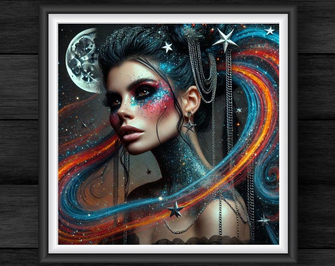 Celestial Woman Art: Fantasy Galaxy Design - Digital Download