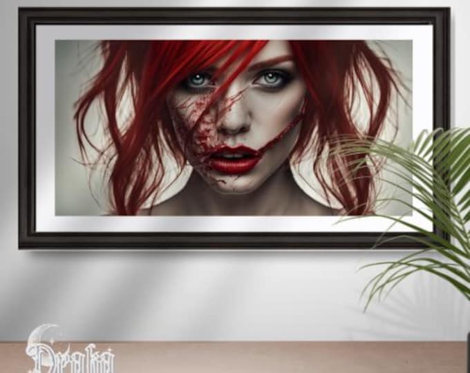 Red-Haired Woman Portrait: Surreal Emotional Art (Digital Download)