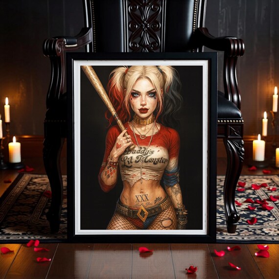Harley Quinn Portrait : Gothic Comic Villain Art Print (Digital Download)
