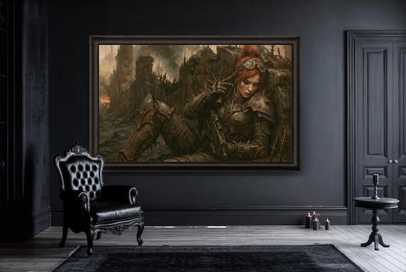 Gothic Wasteland Vestal Wall Art Printable – Post‑Apocalyptic Dark Fantasy Warrior - Steampunk RPG Decor