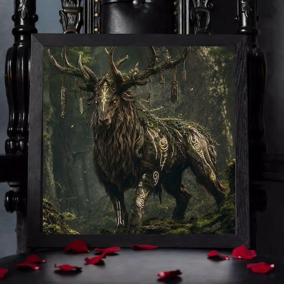 Ancient Forest Guardian Stag Art | Celtic Mythic Deer Spirit (Digital Download)