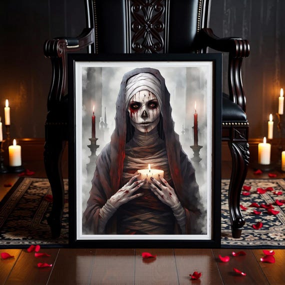 Skeleton Priestess Portrait: Gothic Horror Printable (Digital Download)