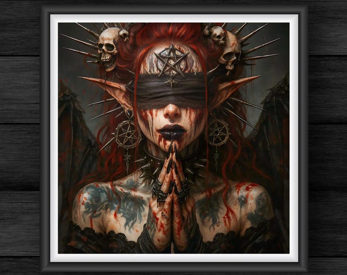 Gothic Elf Portrait: Blood Bound Oracle - Dark Ritual Digital Art