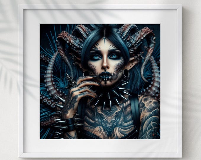 Sea Creature Art Print: Gothic Octopus Oracle (Instant Download)