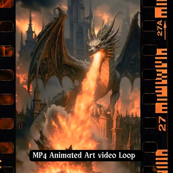 Animated Dragon Clip: Gothic Fantasy - Ember-Claw at Hells Gate