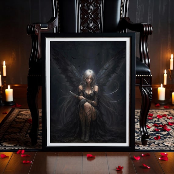 Winged Warden Fairy Art: Gothic Dark Fae with Ethereal Chains