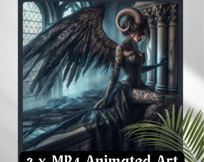 Mourning Archangel Animated Art: Gothic Fantasy MP4 (Loop-Ready)