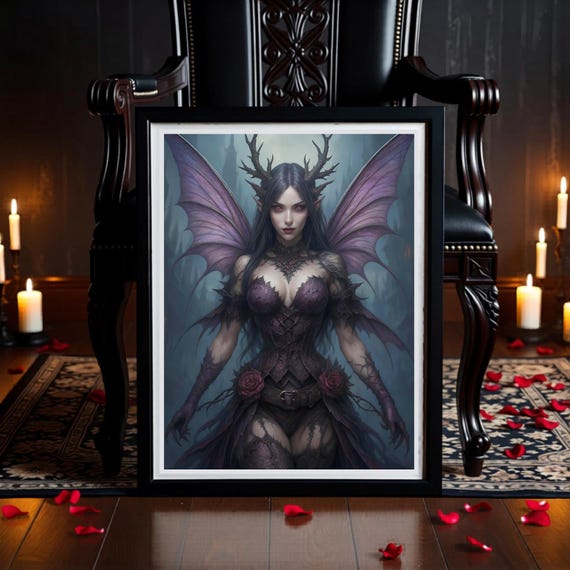 Gothic Dark Fairy Wall Art Printable | Night Shade Fae Queen- Fantasy Gothic Room Decor