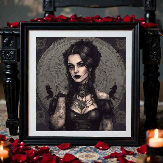 Victorian Gothic Occult Art Print – Dark Academia Seance Portrait | Digital Download